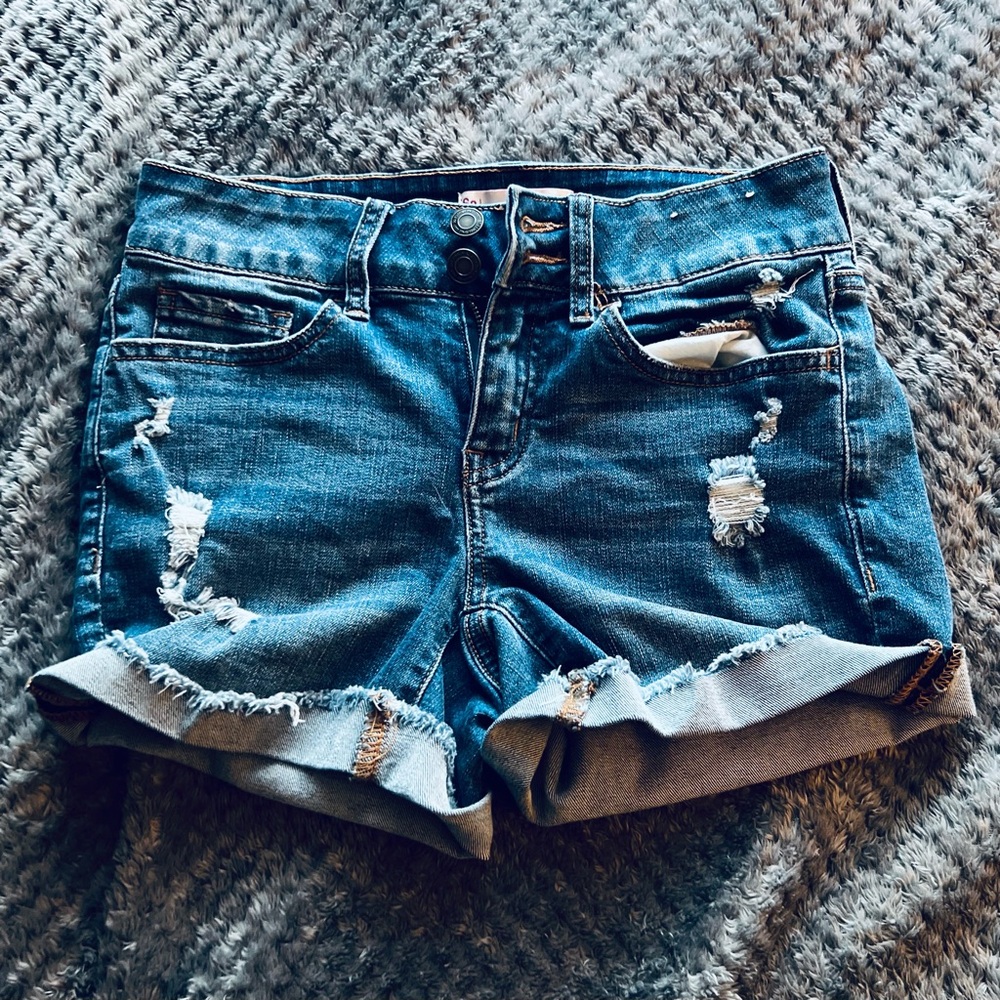 Low rise jean shorts